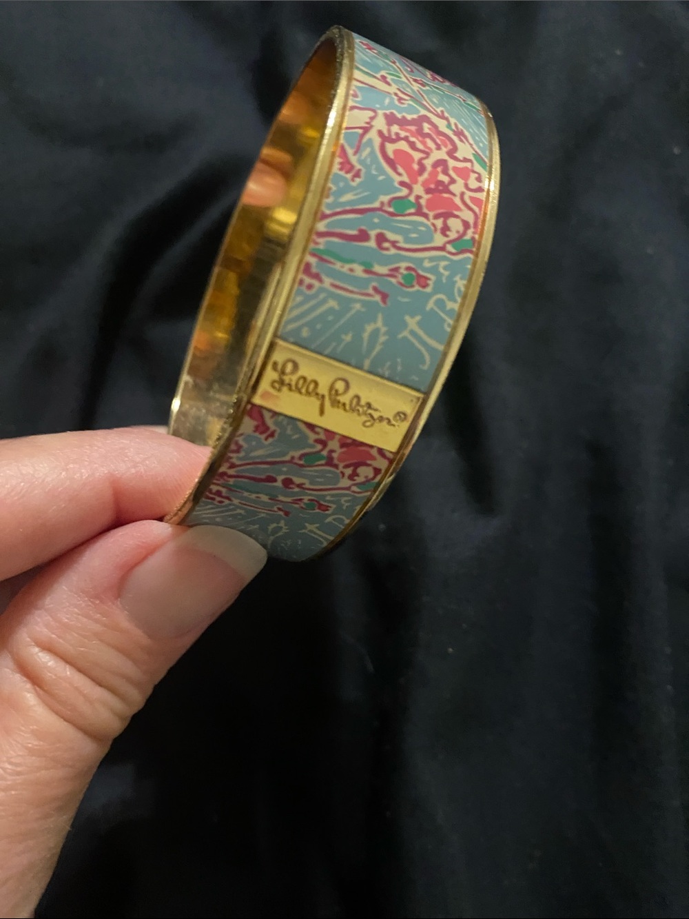 Lilly Pulitzer Blue and Pink Enamel Bangle Bracelet